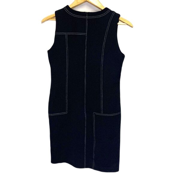 Pure Amici Black Textured White Stitching Sleeveless Sheath Mini Dress Size XS - Picture 4 of 12